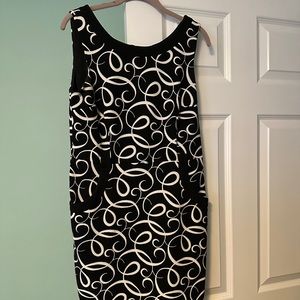 London Times, Black & White Patterned Dress, Size 12